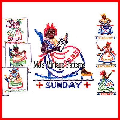 Vintage Mammy DOW Cross Stitch Embroidery Pattern  