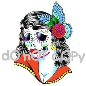 Nail Decals *Set of 20* ZOMBIE GIRL SUGAR SKULL  