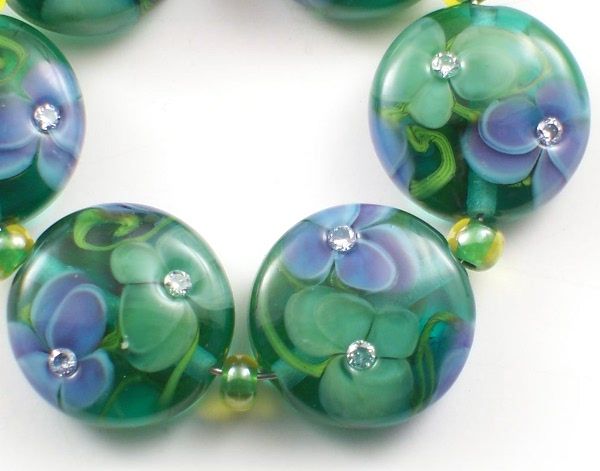 CD Lampwork ~Sparkling Lush Tropics~ Bead Set 6  