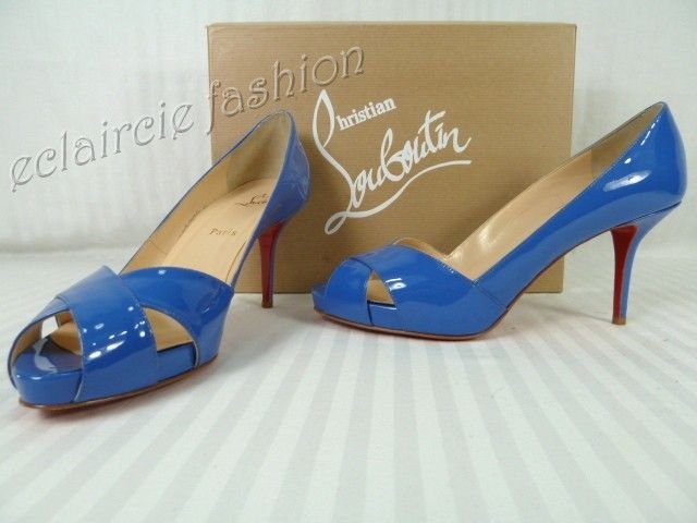 CHRISTIAN LOUBOUTIN Shelley Patent Peep Toe Pumps Heels Shoes 39.5 NEW 