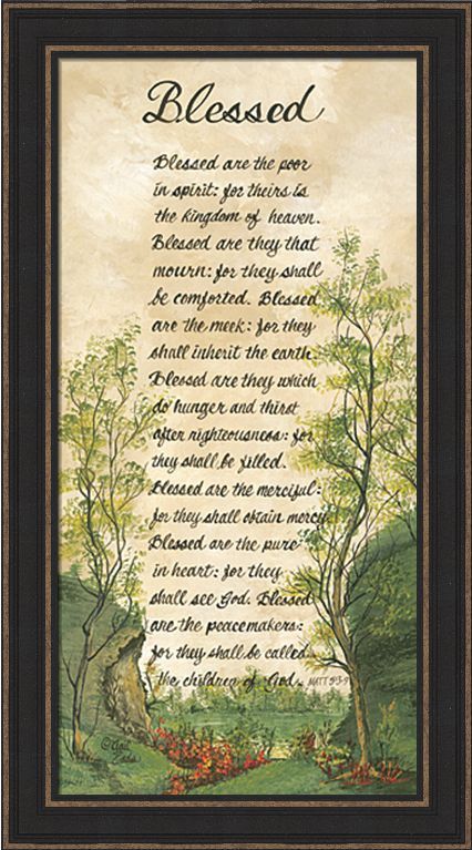 Blessed Scripture Bible Verse Beattitudes Framed Print  