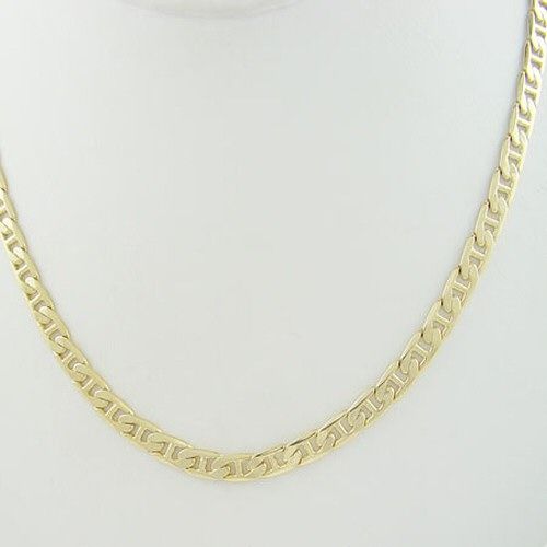 14kt Gold Ep 18 Mariner Beveled Link Chain Necklace  
