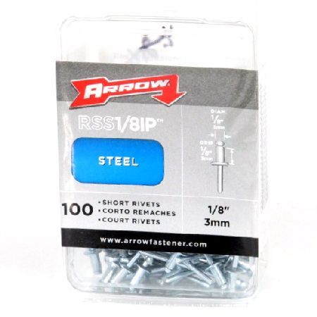 Packs of Arrow 1/8 Steel Short Rivets RSS1/8IP  