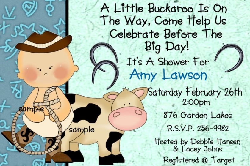 COWBOY BABY SHOWER Invitations  Western  Many Designs  