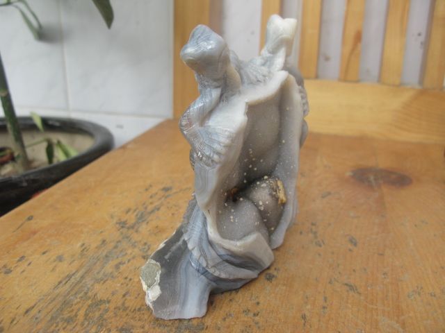 Handmade TWIN Lizard Carved Agate Statue,Gem  