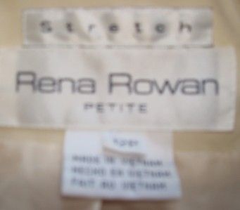 Womens Rena Rowan Cream Stretch Blazer Size 12P Petite  