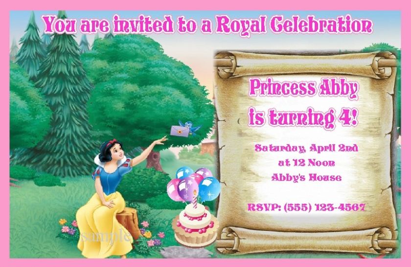 CUSTOM PRINCESS SNOW WHITE INVITATIONS OR THANK YOUS  