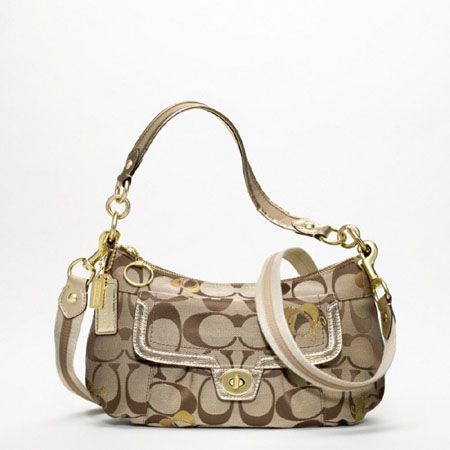 COACH $198 Poppy Signature Groovy Crossbody Bag 18756 KHAKI/GOLD 