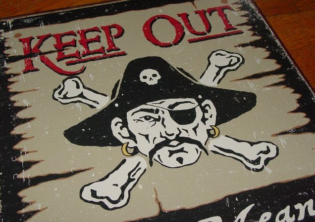 Pirate Keep Out Ship Beach Treasure Chest Tin Sign NEW  