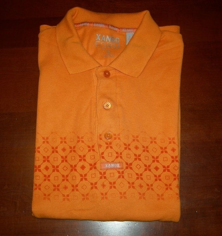 XANGO Mens Polo Golf Shirt Melon/Orange Short Sleeves Cotton Blend   L 