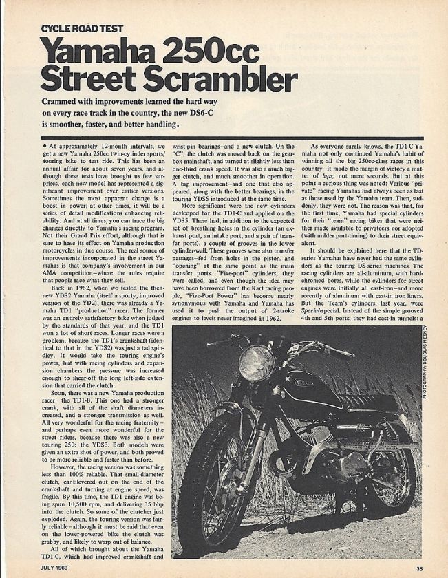 1969 Yamaha DS6C 250cc Street Scrambler Motorcycle report 10/25/11 