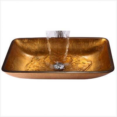 Kraus Golden Pearl Rectangular Glass Vessel Sink and Faucet Oil Rubbed 