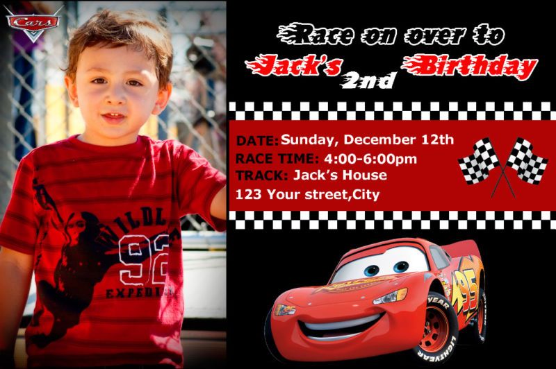 PIXAR CARS DISNEY MCQUEEN BIRTHDAY PARTY INVITATION  