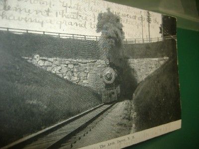 1908 RR STEAM LOCOMOTIVE ARCH DOVER NH Antique Postcard  