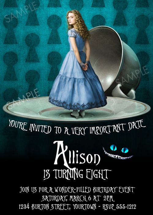 Alice in Wonderland Invitation for Birthday Party  