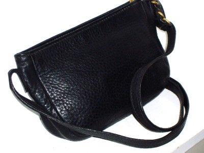   Vintage Black Leather Convertible Cross Body/Shoulder Bag Purse #4313