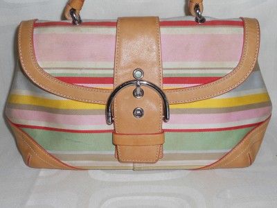 Coach 4438 Small Multicolored Stripes Handbag Tote Purse  