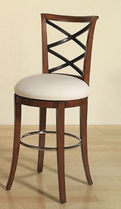 Pecan/Cream Contemporary 28” Swivel Bar Stools (2)  