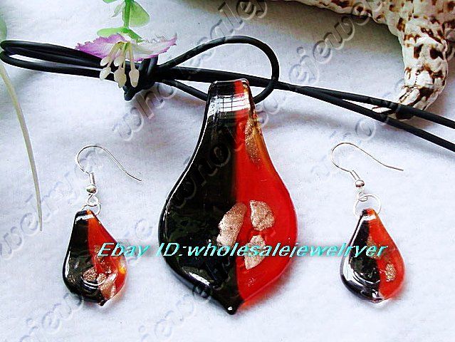 12sets charming Murano glass pendant necklace&earring  