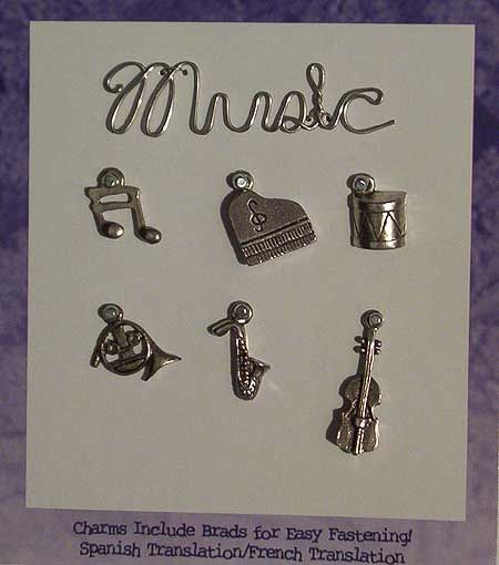 WIRE WORD & CHARMS w/BRADS ~ 9 Designs ~ U PICK  