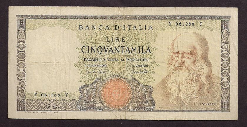 ITALY 1970 50000 LIRE DA VINCI P#99b   1268  