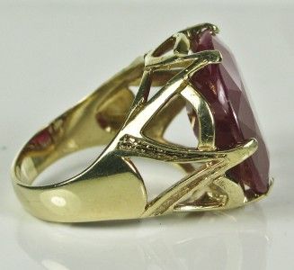 5199 Victorian 10k Yellow Gold 23.96ctw Cushion Cut African Ruby Ring 