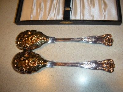 VINTAGE WILLIAM ADAMS SHEFFIELD SERVING SPOON & FORK ORNATE GOLD 