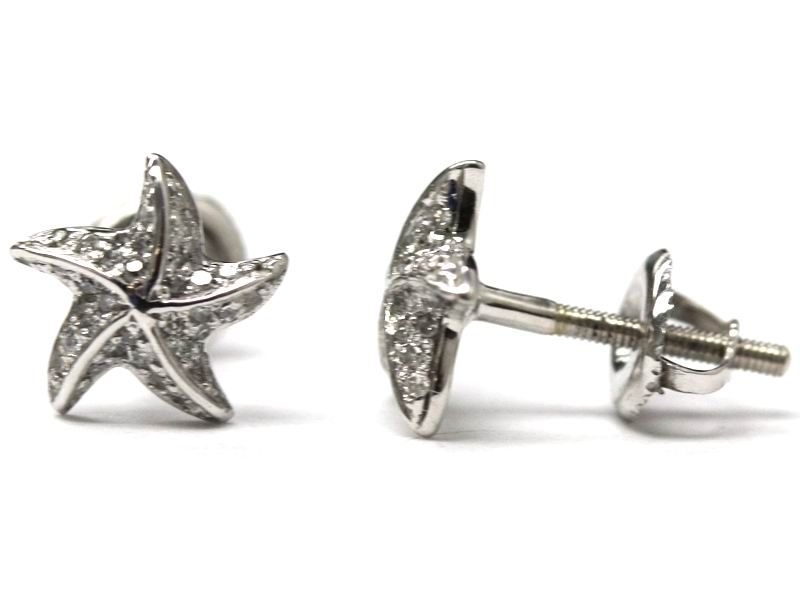 ER3383   14K WHITE OR YELLOW GOLD DIAMOND WOMENS STAR FISH 