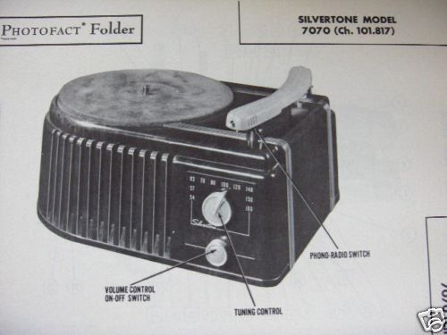 SILVERTONE 7070 PHONOGRAPH RADIO COMBO PHOTOFACT  