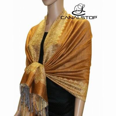   Border Pashmina Silk Cashmere Shawl Scarf B321 Silver Wholesale Price