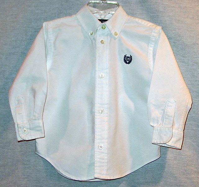 CHAPS INFANT BOYS WHITE COTTON BUTTON DOWN DRESS SHIRT SIZE 24 MONTHS 