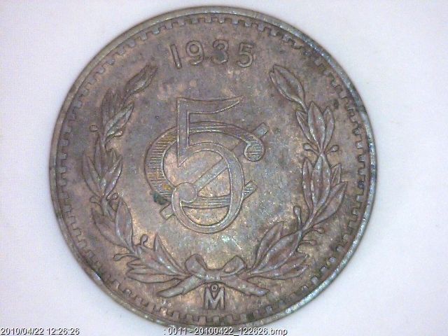 Mexico 1935 Mo 5 Centavos Bronze KM # 422  