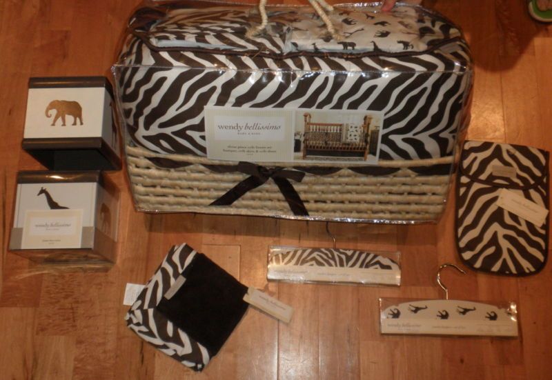 NEW HUGE SET Wendy Bellissimo ~SAFARI~ Crib Nursery B/G  