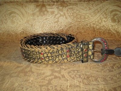 NWT NANNI BROWN ITALIAN LEATHER WOVEN BELT SIZE MEDIUM #72  