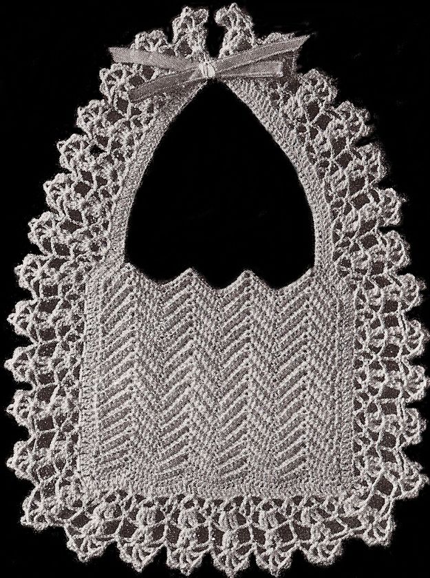 Vintage CROCHET BABY BIB PATTERN Christening Fancy  