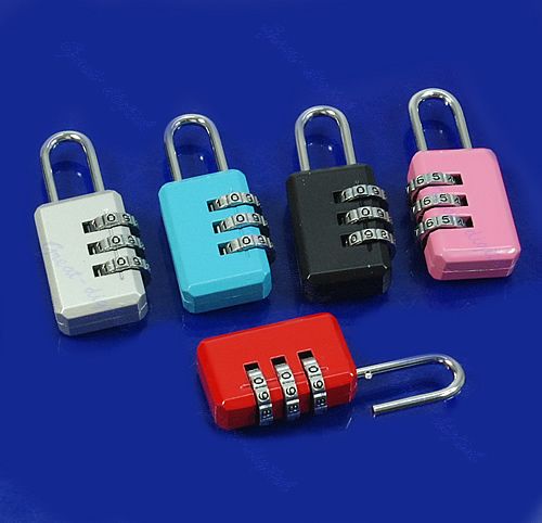 Mini 3 Digit Resettable Combination Luggage Suitcase Lock Padlock Gray 