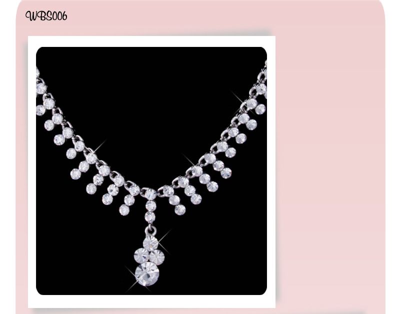 Wedding Bridal SHINY 14K GP NECKLACE EARRING SET WBS006  