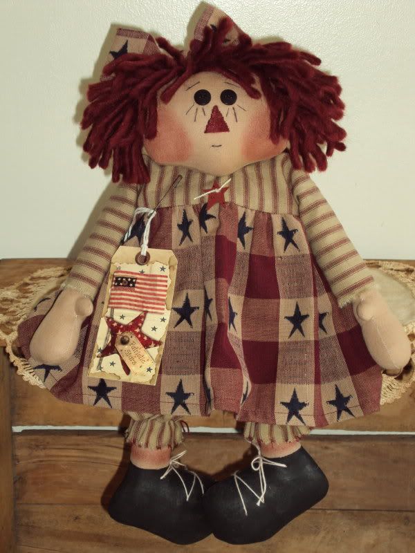 Primitive Raggedy Ann Patriotic Stars Flag Annie  