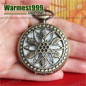   Flower Leaf Quartz Pocket Watch Pendant Necklace New HB268  