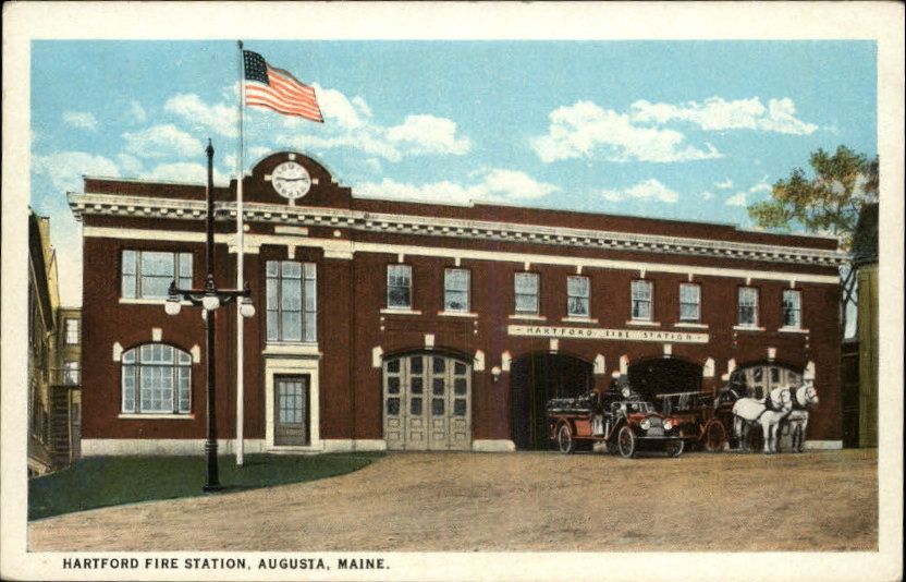 AUGUSTA ME Hartford Fire Station Old Postcard  