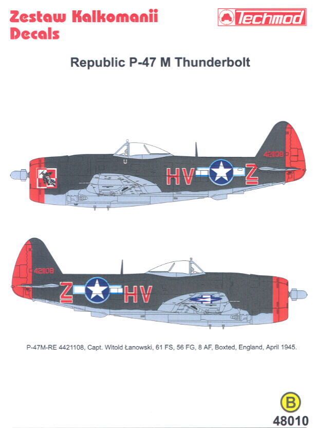 Techmod Decals 1/48 P 47M THUNDERBOLT Capt Lanowski  