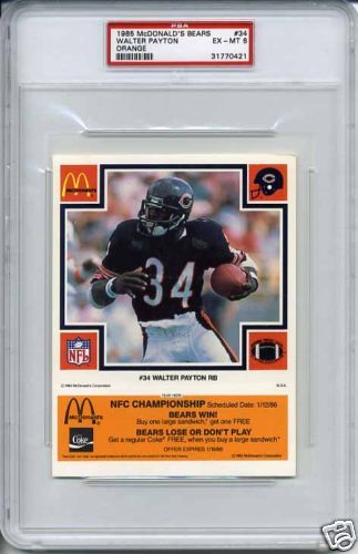 1985 MCDONALDS ORANGE WALTER PAYTON PSA 6 BEARS HOF  