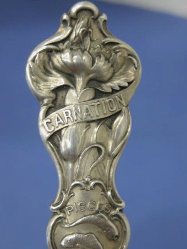 vtg February Pisces Birth Sterling Souvenir Spoon  