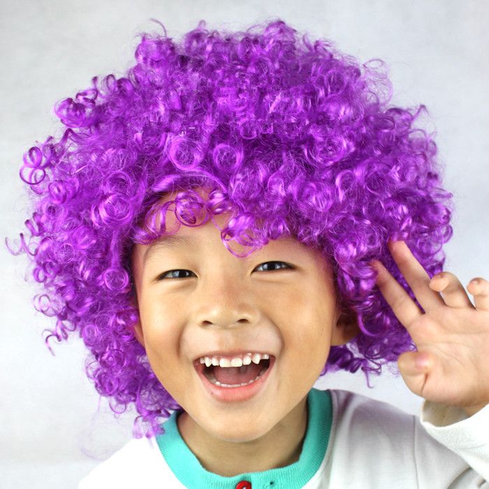 Party Rainbow Afro Clown Child Adult Costume Wig Hair  