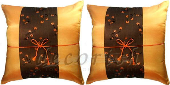 ORANGE FLORAL SILK SOFA COUCH DECORATIVE PILLOW CASES  