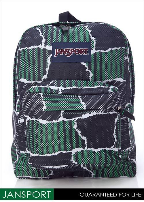 Jansport SUPER BREAK Backpack JS 43501J7NE Black/Green  