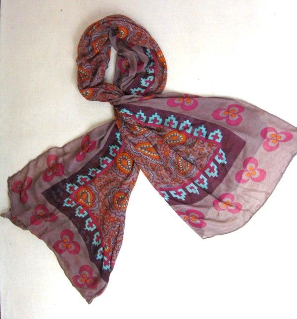   Callum anthropologie pink Multi paisley eye Wearable art Scarf  