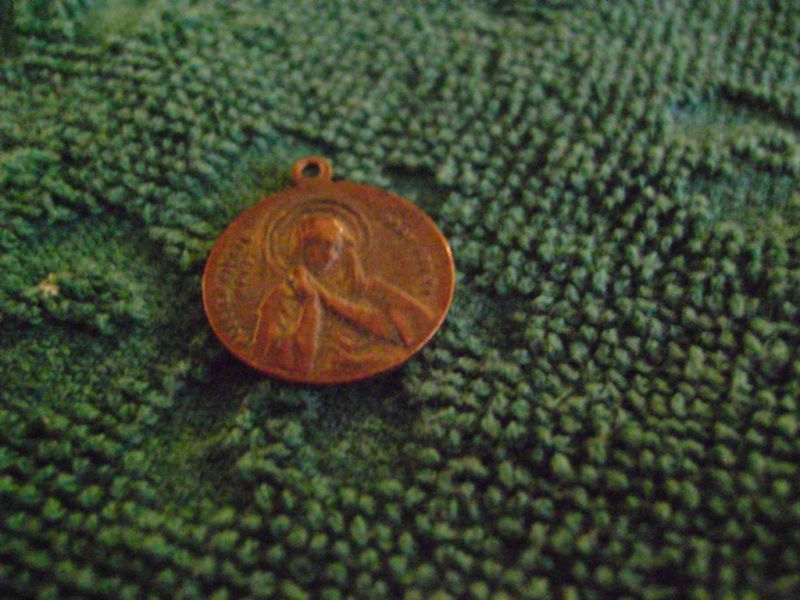 Vintage Brass Jesus one side Virgin Mary other Charm  