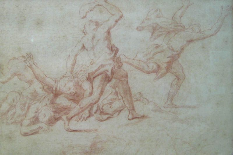   Baroque Old Master Chalk Drawing Samson Manner of Vincenzo Dandini