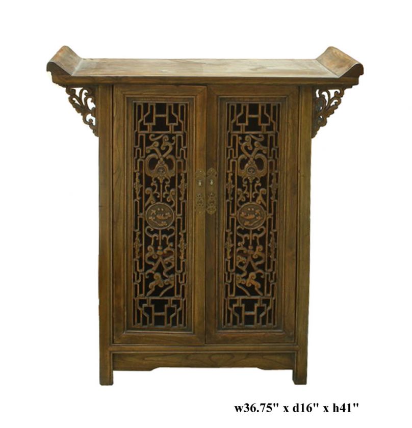 Open Carving Panel Doors Point Edge Foyer Pedestal Table s1564special 